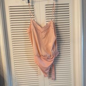 Express Blush Pink Lace-Detail Bodysuit